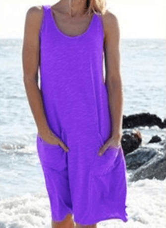 sleeveless knitted casual vest dress, view 3 - MRSLM