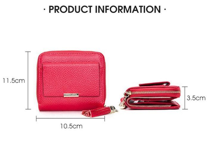 Short Wallet Purse with Lychee Grain Buckle