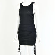 drawstring pleated hip-wrap vest dress, view 5 - MRSLM