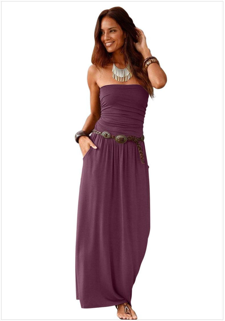 Bandeau Sleeveless Strapless Loose Long Dress - MRSLM