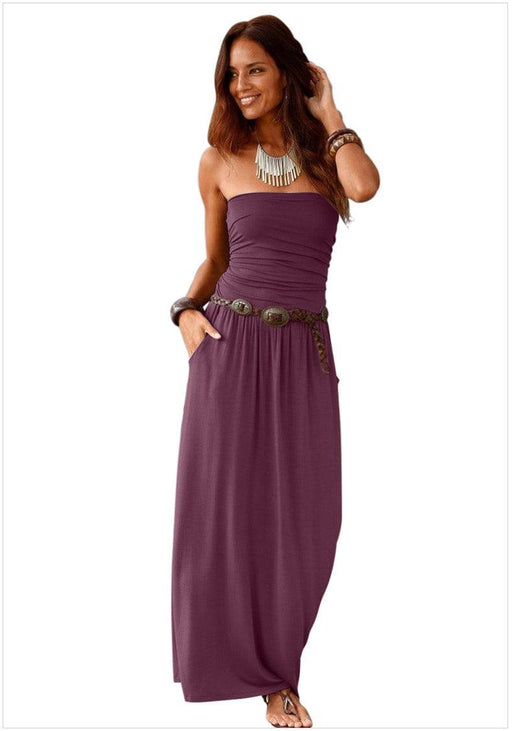 Bandeau Sleeveless Strapless Loose Long Dress - MRSLM