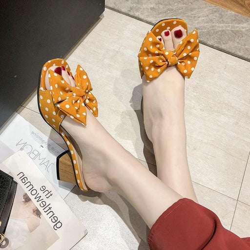 women's bow mid-heel slippers, view 2 - MRSLM