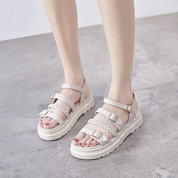 New All-match Flat-bottom Fairy Style Student Sandals Female Korean Version Thick - MRSLM