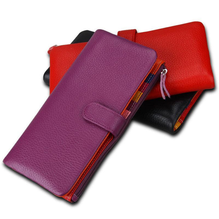 Ladies Long RFID Anti-Scan Wallet Top Layer Leather - MRSLM