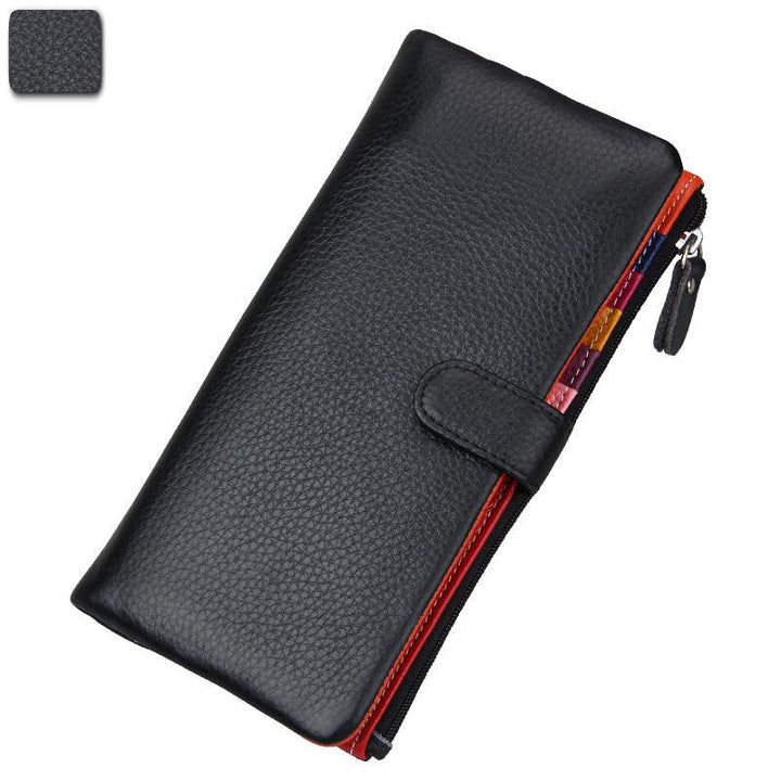 Ladies Long RFID Anti-Scan Wallet Top Layer Leather - MRSLM