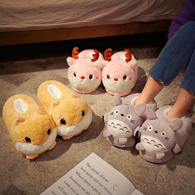 Household Bag With Cute Plush Cotton Slippers - MRSLM