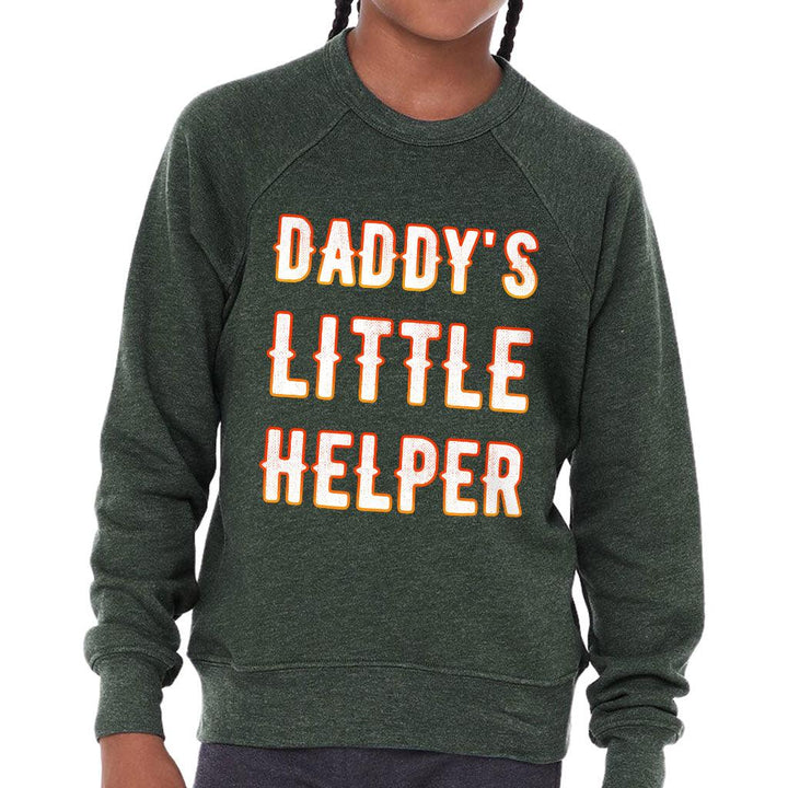 Daddy's Little Helper Kids' Raglan Sweatshirt - Cute Sponge Fleece Sweatshirt - Printed Sweatshirt - MRSLM