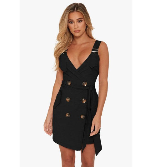 Deep V suspender dress, view 4 - MRSLM
