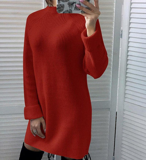 high neck long sleeve dress, view 5 - MRSLM