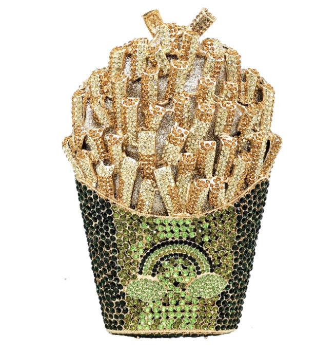 French fries rhinestone evening bag, view 20 - MRSLM