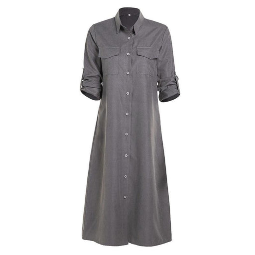 Women's long sleeve shirt dress, view 4 - MRSLM