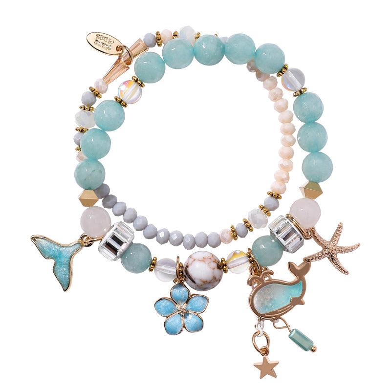 Whale tail bracelet double elastic personality retro flower starfish national wind jewelry - MRSLM