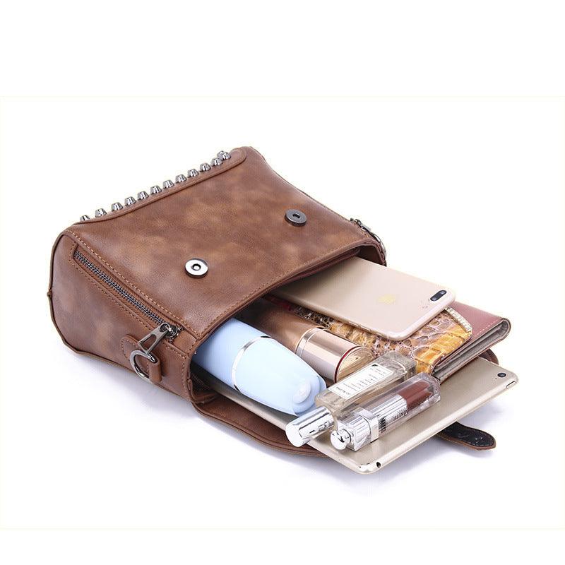 studded women's messenger bag, view 3 - MRSLM