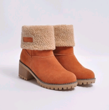 mid-tube thick heel suede snow boots, view 6 - MRSLM