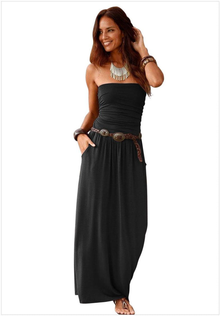 Bandeau Sleeveless Strapless Loose Long Dress - MRSLM