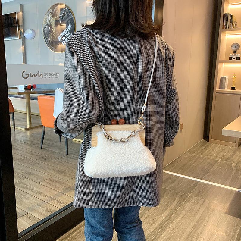 fluffy plush shoulder bag for women, view 2 - MRSLM
