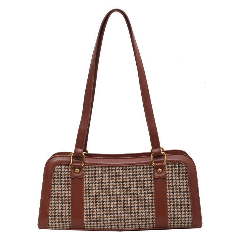 houndstooth PU shoulder bag, view 2 - MRSLM