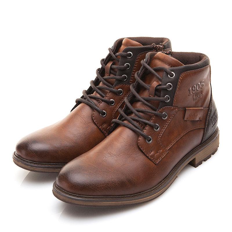 Men's vintage PU leather combat boots - MRSLM