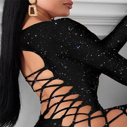 skinny laser sequins colorful reflective dress - MRSLM