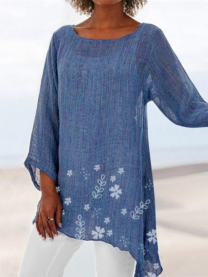 Women's small floral print long sleeve top, view 2 - MRSLM