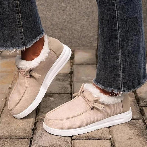 Ladies flat warm plush-lined shoes, view 6 - MRSLM