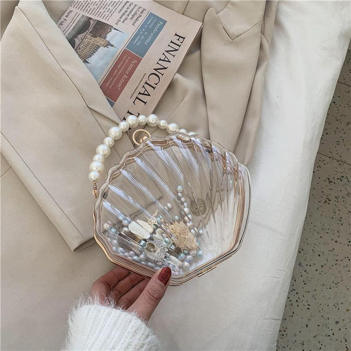 Transparent Shell Bag Box Bag Pearl Female Messenger Shoulder Retro Texture - MRSLM