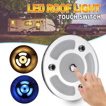100mm Dimmable LED Reading Light Touch Dimmer Switch Blue+Warm White Day Night Car Roof Lamp for Caravan 10-30V - MRSLM
