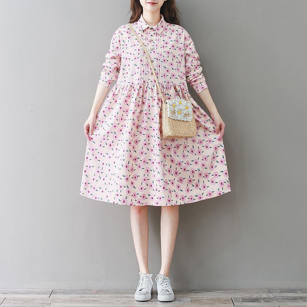 Women's literary French retro corduroy floral skirt - MRSLM