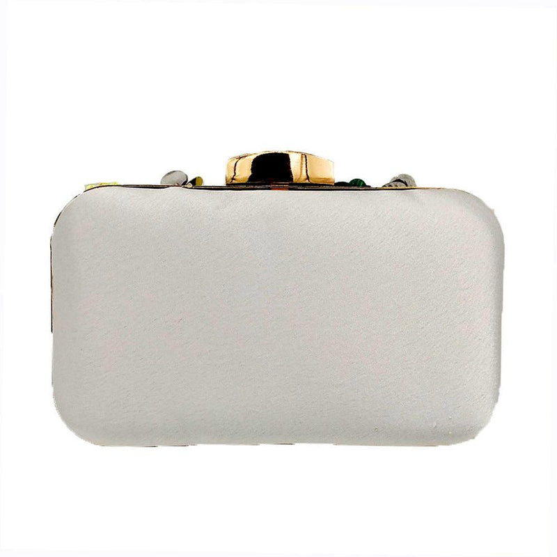 flower beaded banquet clutch, view 4 - MRSLM