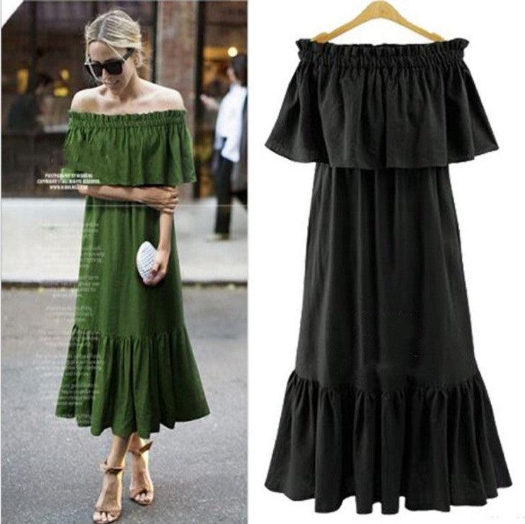 Ruffled Slim Long Dress