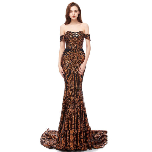 Embroidered sequin evening dress, view 2 - MRSLM