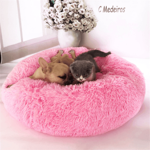 round long plush cat bed - MRSLM