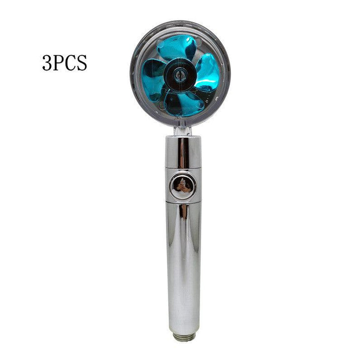 Propeller Driven Shower Head With Stop Button And Cotton Filter Turbocharged High Pressure Handheld Shower Nozzle - MRSLM