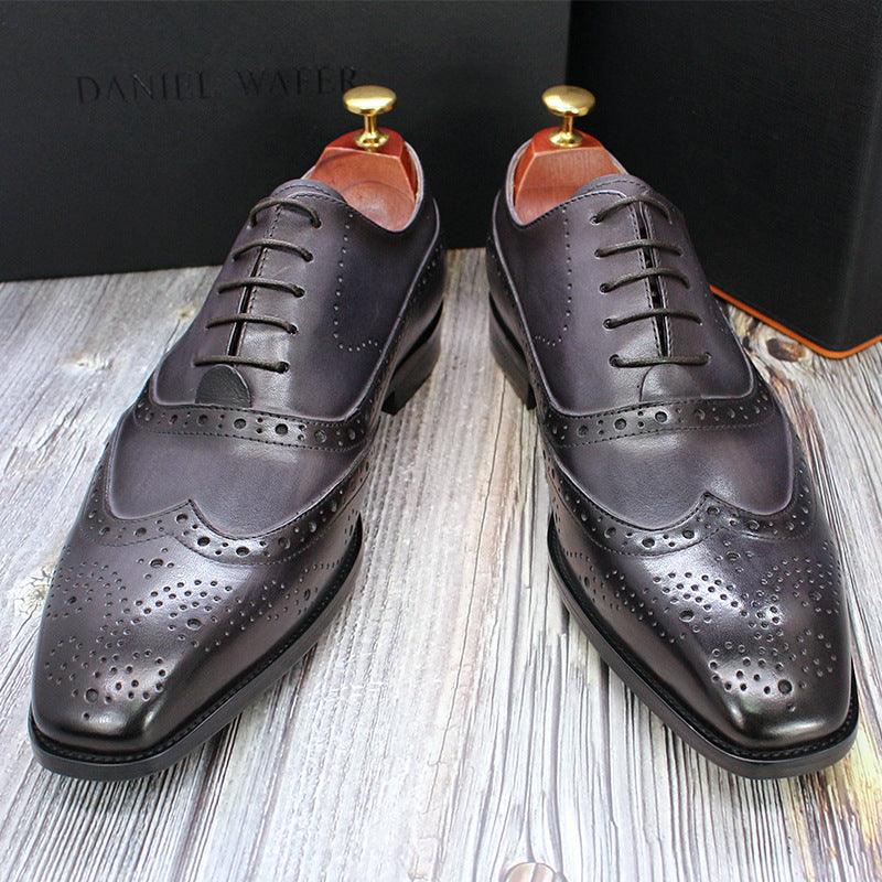 Men's Classic Japanese Leather Shoes Brogue Carved Hollow - MRSLM