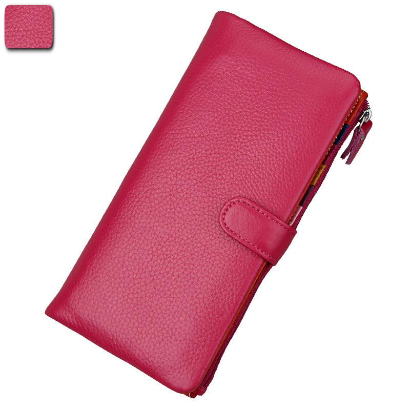 Ladies Long RFID Anti-Scan Wallet Top Layer Leather - MRSLM