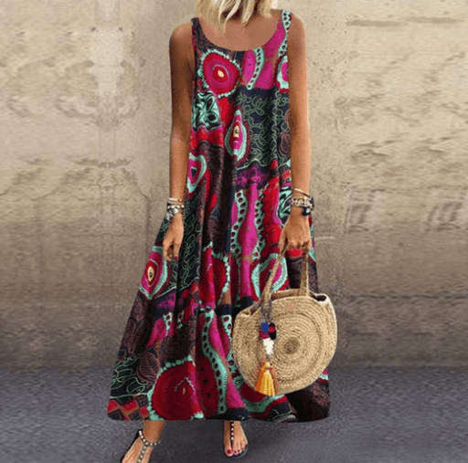 Retro print sling dress, view 3 - MRSLM