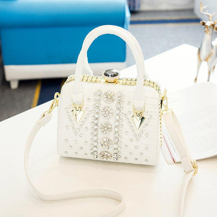 Women's Diamond-studded Single-shoulder Messenger Snake Print Lock Bag - MRSLM