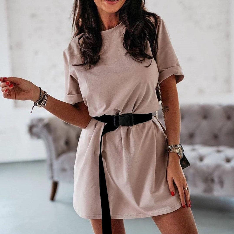 casual solid color dress, view 7 - MRSLM