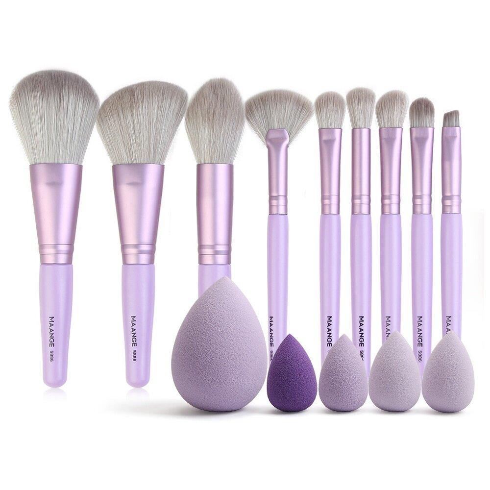 MAANGE 14 Pcs Makeup Brush Set Portable Skin-Friendly Wet-Dry Dual-Purpose Beauty Egg Makeup Tool - MRSLM