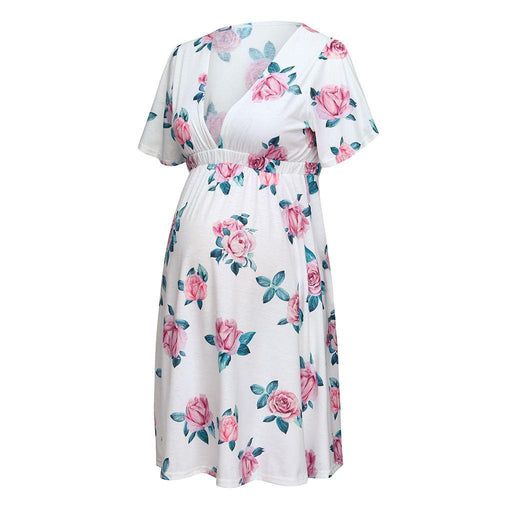 maternity dress with printed waist, view 2 - MRSLM