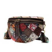leather ethnic stitching crossbody bag, view 8 - MRSLM
