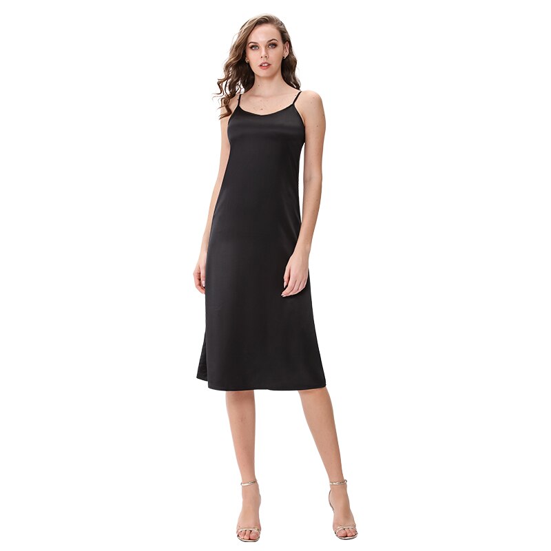 women's spaghetti strap satin dress, view 19 - MRSLM