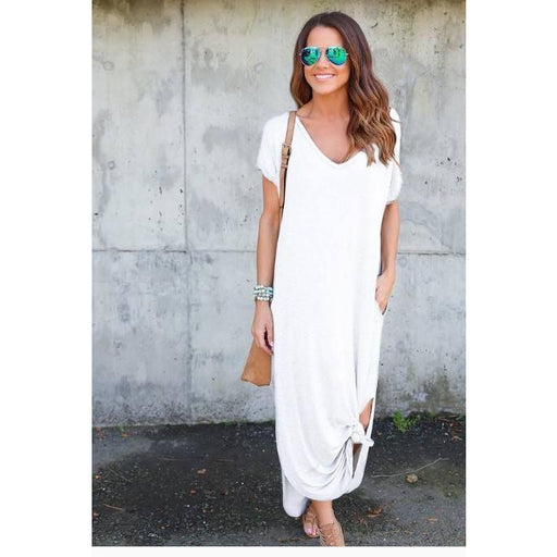 Women's short sleeved maxi dress, view 2 - MRSLM