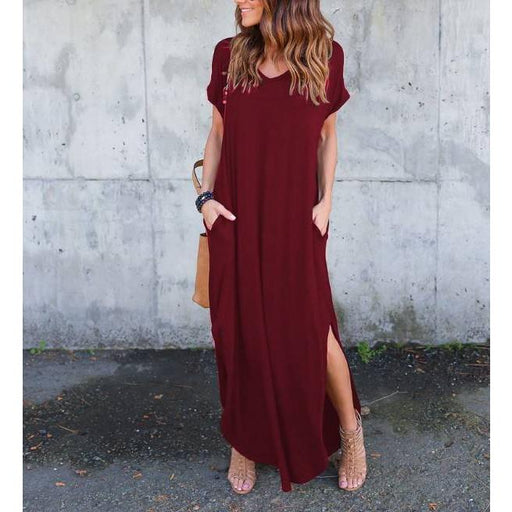 Women's short sleeved maxi dress, view 5 - MRSLM