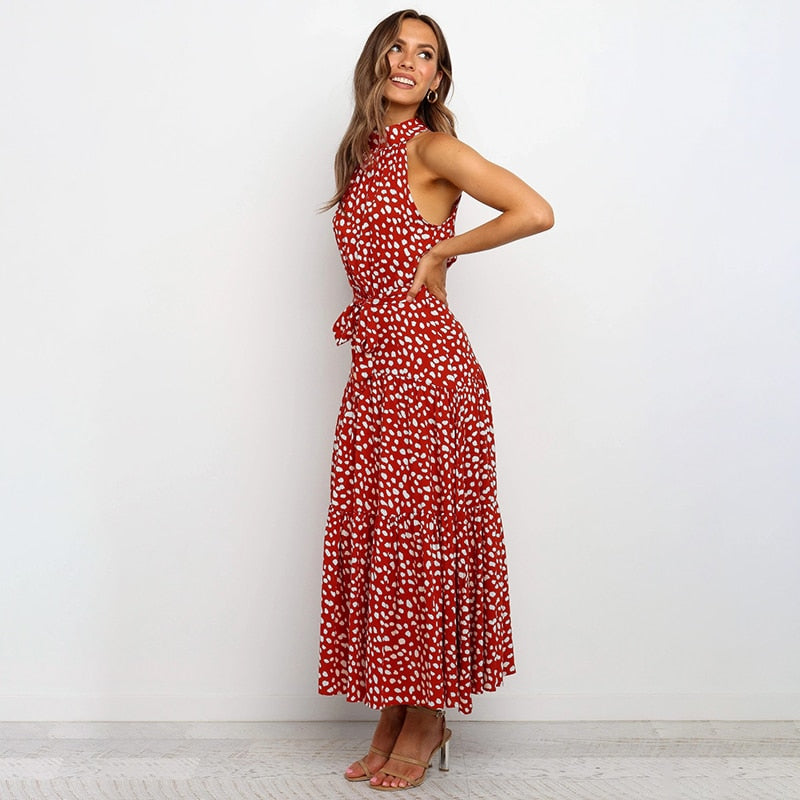 women's polka dot halter dress, view 18 - MRSLM