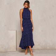 women's polka dot halter dress, view 2 - MRSLM