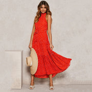 women's polka dot halter dress, view 10 - MRSLM