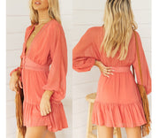 deep-V mini dress, view 8 - MRSLM