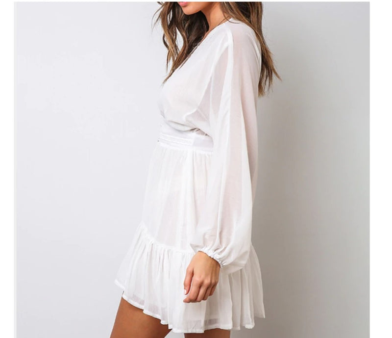 deep-V mini dress, view 6 - MRSLM