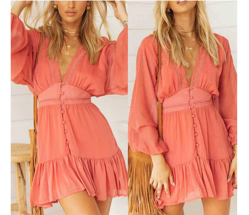 deep-V mini dress, view 7 - MRSLM